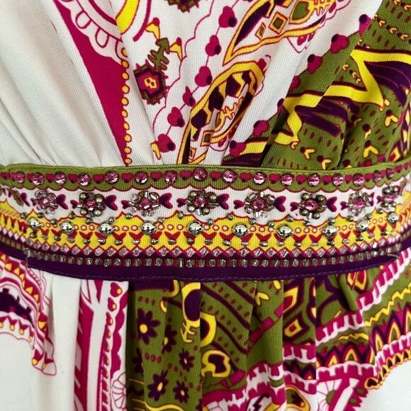 Dress Barn abstract print embellished dress with tie back polyester/spandex sz 4 - Picture 5 of 9